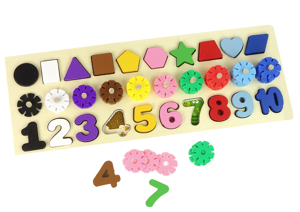 mamido  Dřevěná vzdělávací tabule 3v1 čísla tvary barvy