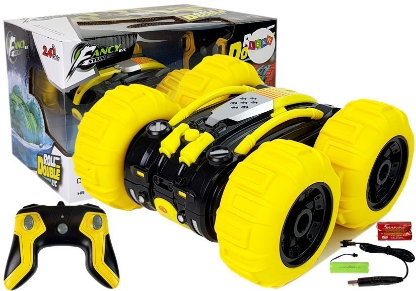 Levně Oboustranné auto na dálkové ovládání R/C 1:24 žluté