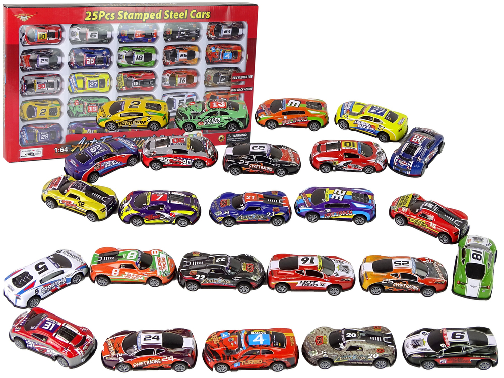 mamido  Sada kovových sportovních autíček Resoraks v různých barvách 25 kusů