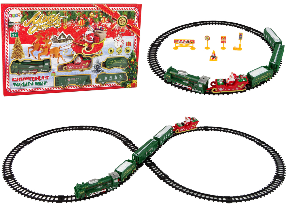 Levně Vánoční vlak - Lokomotiva, Koleje, Santa Claus, 260 cm dlouhá