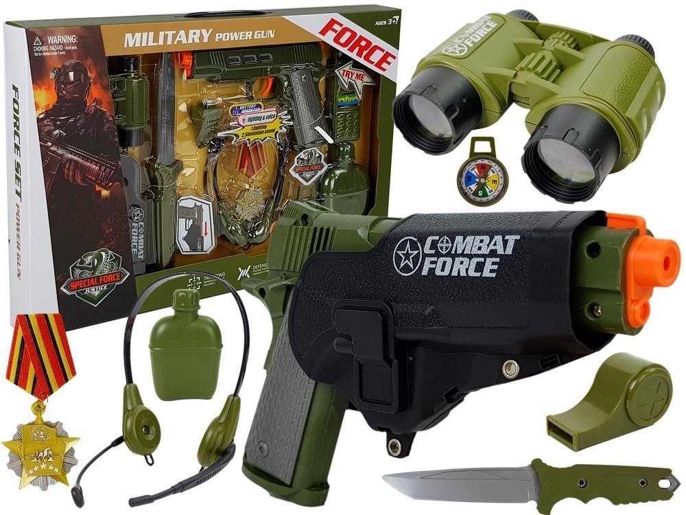 Levně Dětská vojenská sada s pistolí zelená