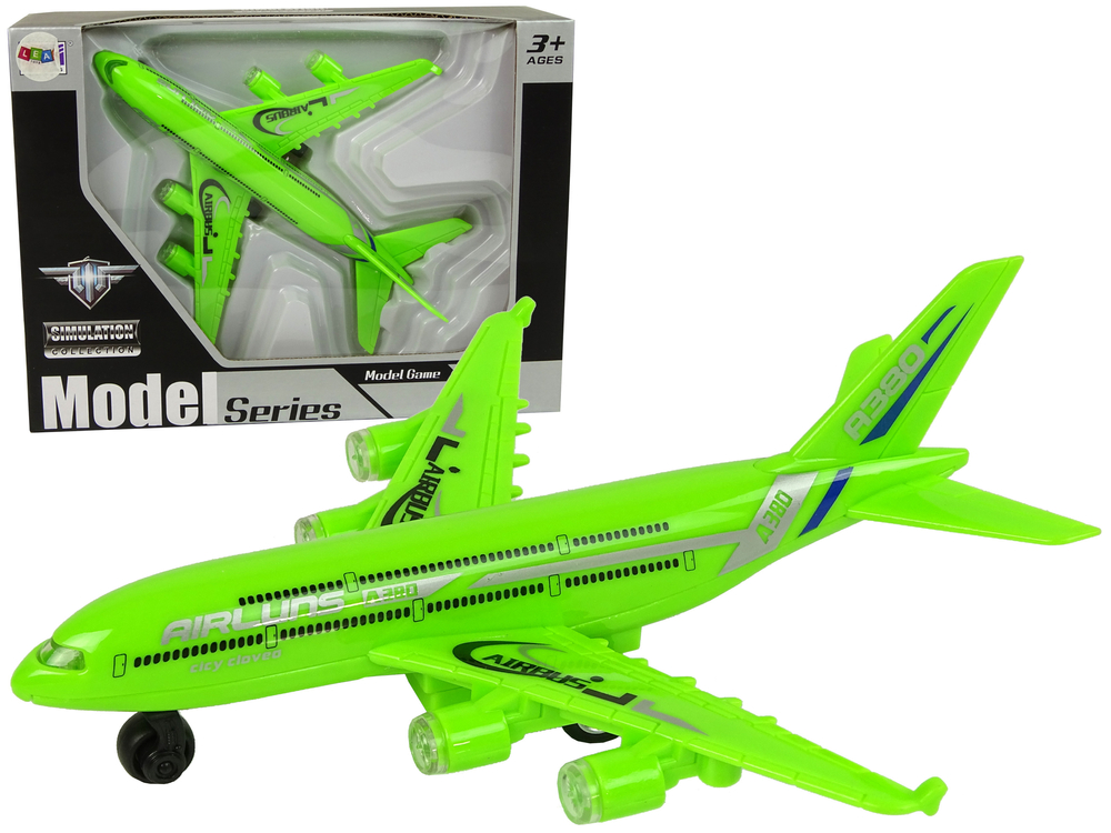Levně Dopravní letadlo s třecím pohonem a světly zelené