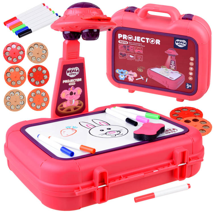 Levně Dětský přenosný projektor na kreslení v kufříku růžový