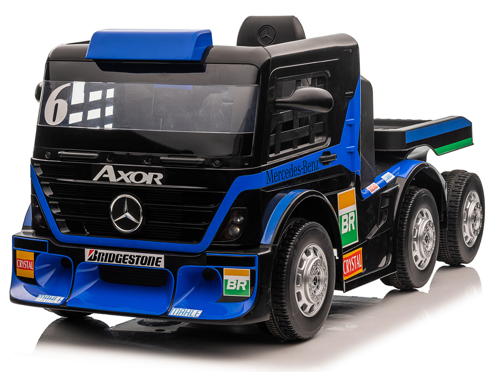 Levně Dětské elektrické autíčko Mercedes s návěsem 2x200W modré