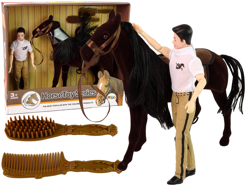 mamido  Figurka jezdce s hnědým koněm