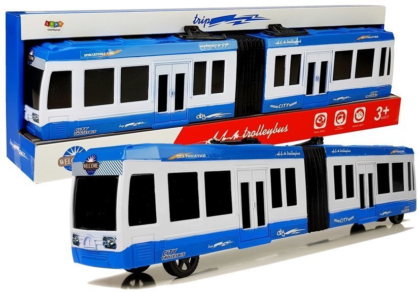 Levně Kloubový autobus s třecím pohonem modrý