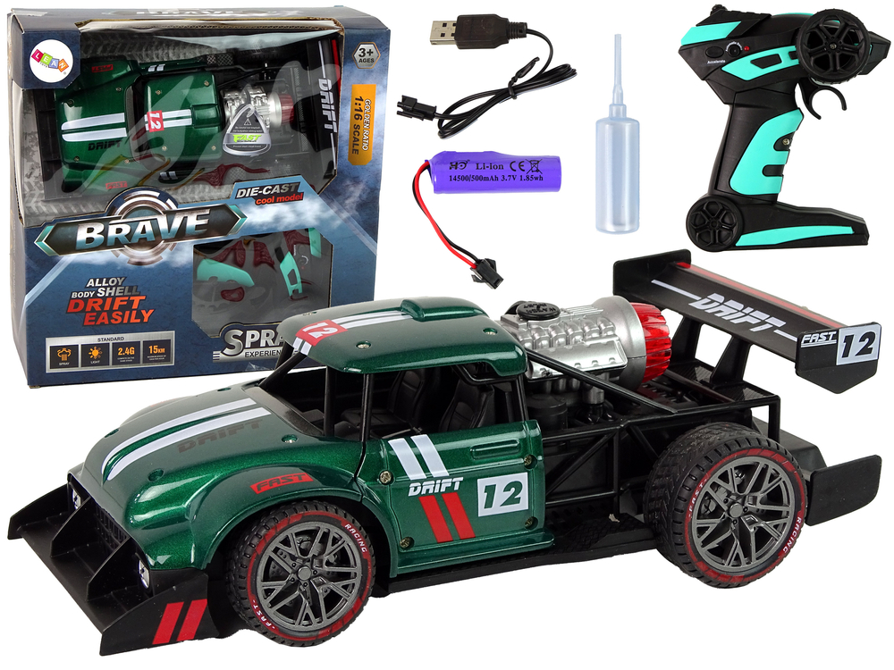 Levně Sportovní auto Steam na dálkové ovládání R/C 1:16 zelené