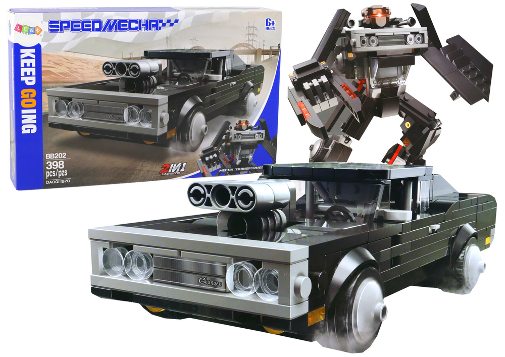 Levně Konstrukční Auto Robot Transformer 2v1 398 kusů černý