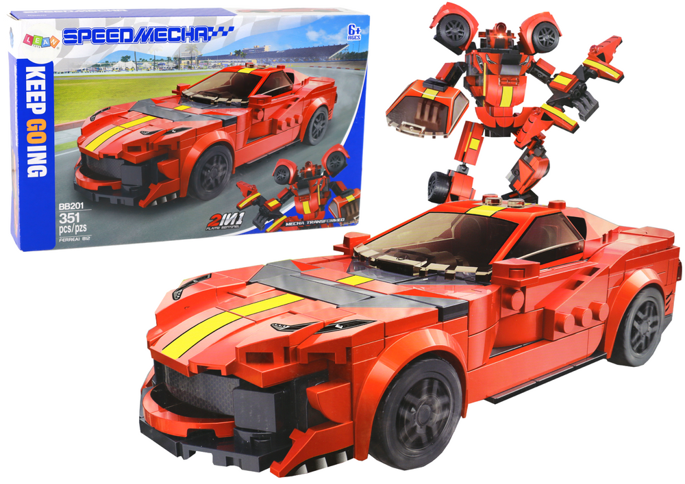 Levně Konstrukční Auto Robot Transformer 2v1 Ferrari 351 kusů