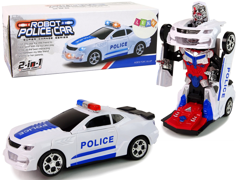 Levně Policejní auto Robot Transformers 2v1 s efekty