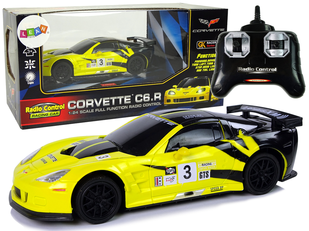 mamido  Sportovní auto na dálkové ovládání RC Corvette C6R 1:24 žluté