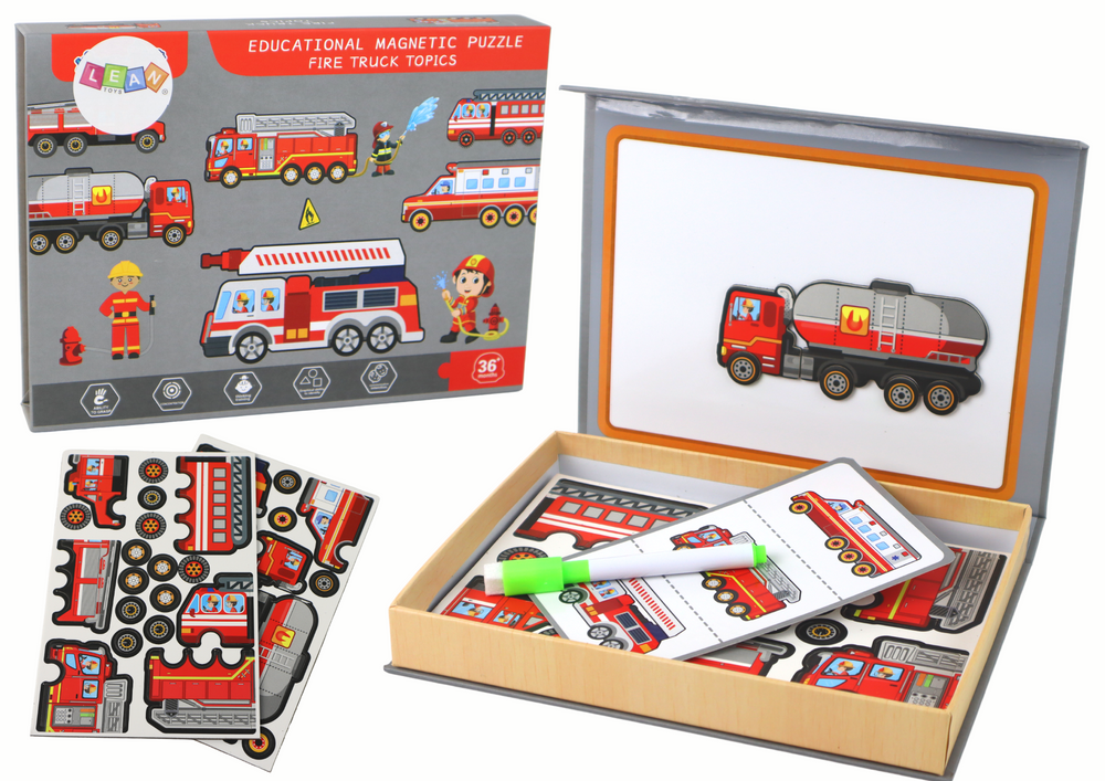 mamido  Magnetická puzzle s motivem hasičských vozů