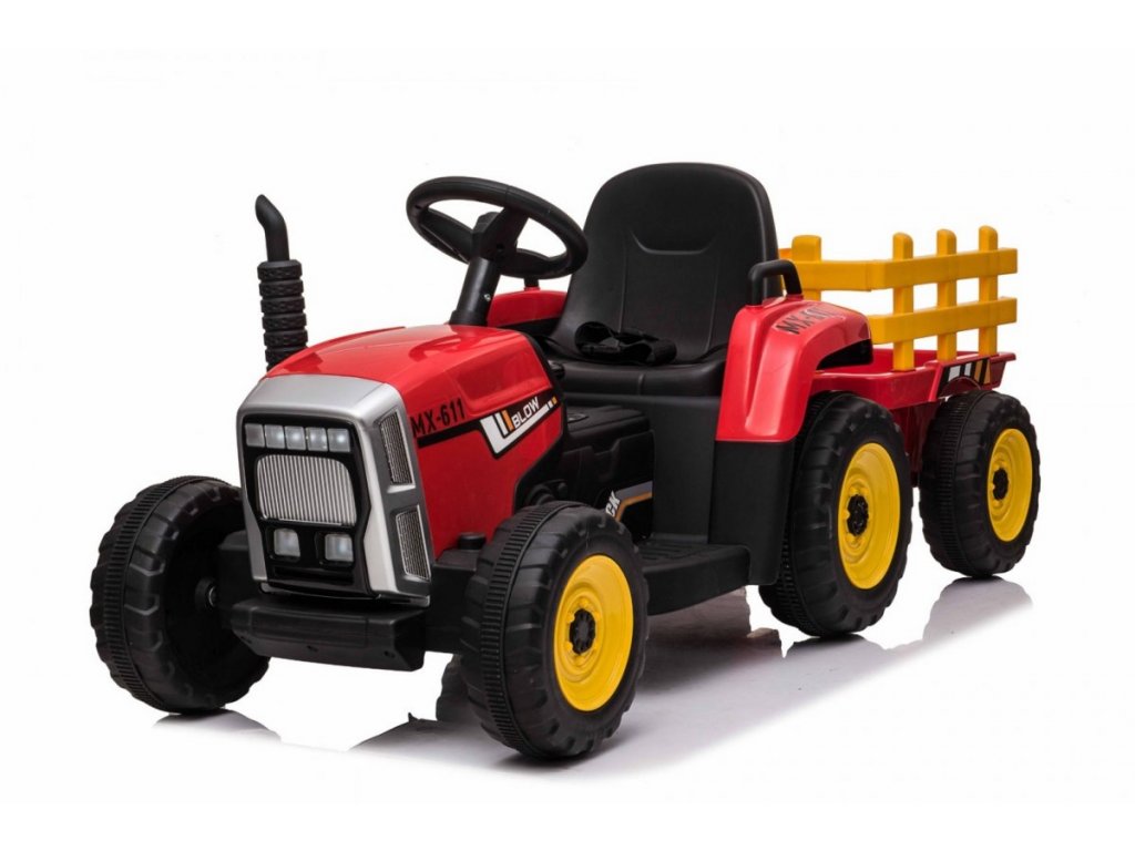 Levně Elektrický traktor s vlečkou T2 červený 12V7Ah EVA kola
