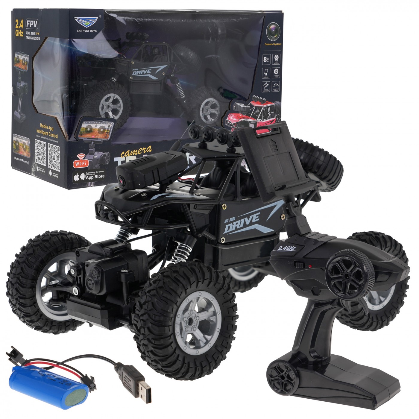 mamido  Auto Crawler Rover na dálkové ovládaní 1:14 s kamerou RC