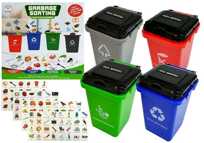 mamido  Ekologická hra sada na třídění odpadu se 4 kontejnery