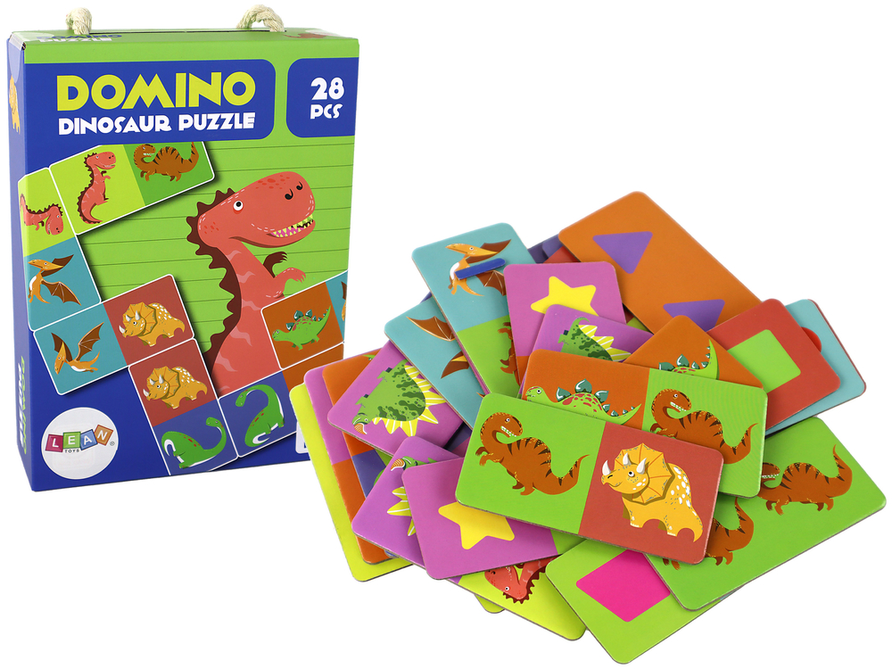 mamido  Oboustranné puzzle DOMINO Dinosauři 28 dílků