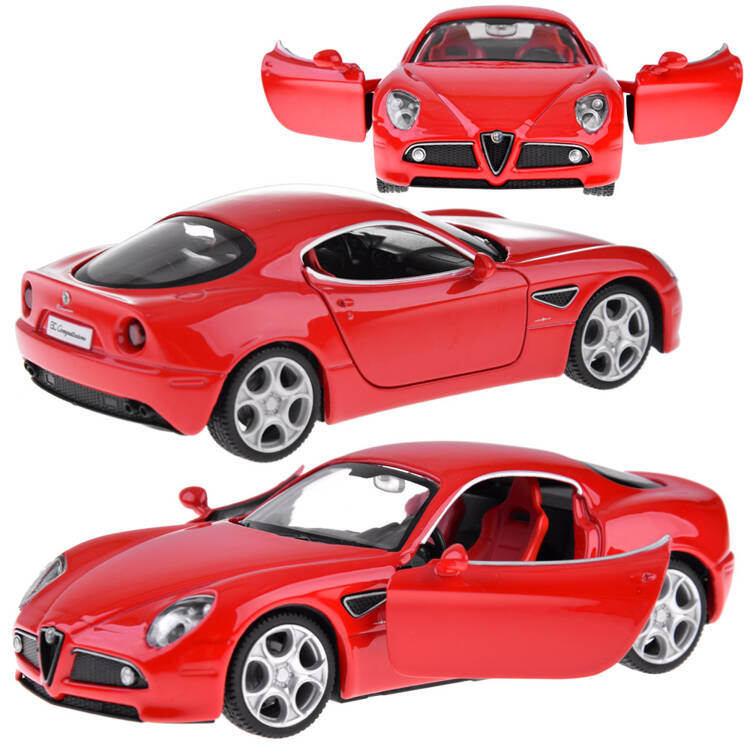 Levně Kovové autíčko Alfa Romeo 8C Competizione 1:32 s efekty