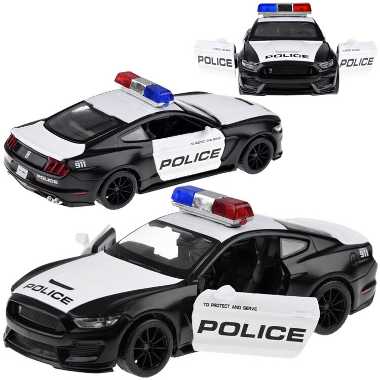 Levně Kovové autíčko policie Ford Mustang Shelby GT350 1:32 s efekty