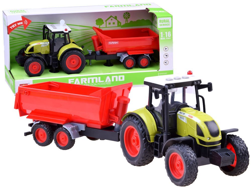 Levně Zemědělský traktor s přívěsem Farmland 1:16
