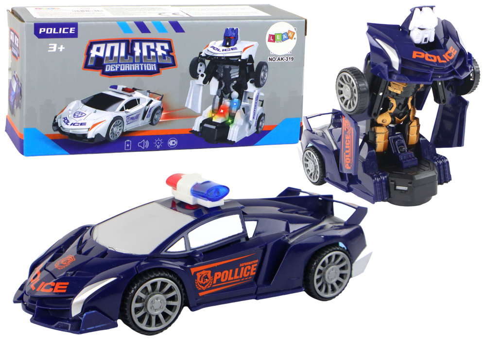mamido  Policejní Auto Robot 2v1 Transformers modré