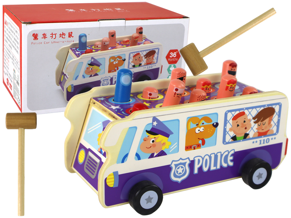Levně Dřevěná hra zručnosti Policejní autobus