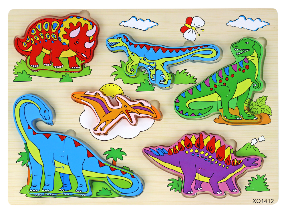 mamido  Dřevěné 3D puzzle Dinosauři 11 dílků