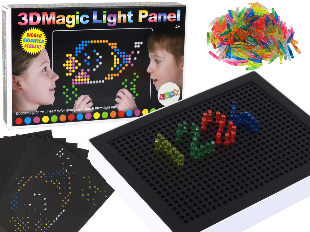 Levně Kouzelná svítící tabule 3D s kolíčky 180 dílů