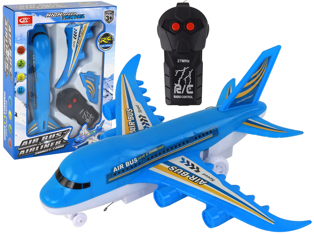 mamido  Letadlo AIR BUS na dálkové ovládání RC s efekty modré RC
