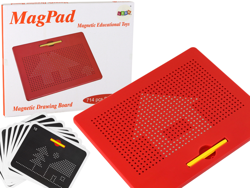 mamido  Magnetická tabule MagPad s kuličkami a šablonami červená