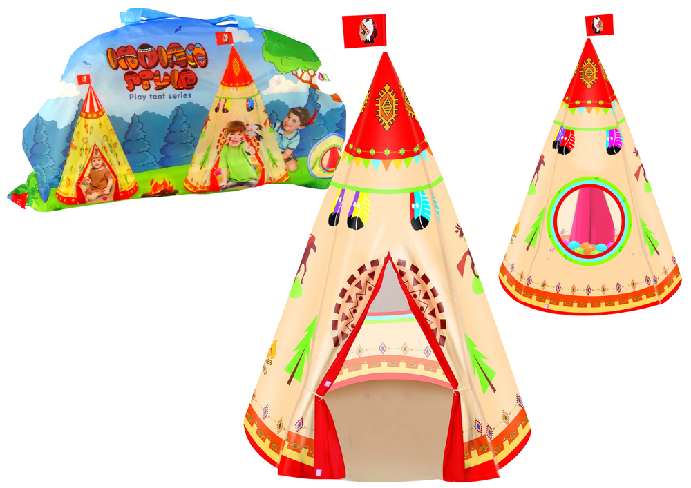 mamido  Indiánský stan Teepee pro děti 160 cm x 105 cm krémový