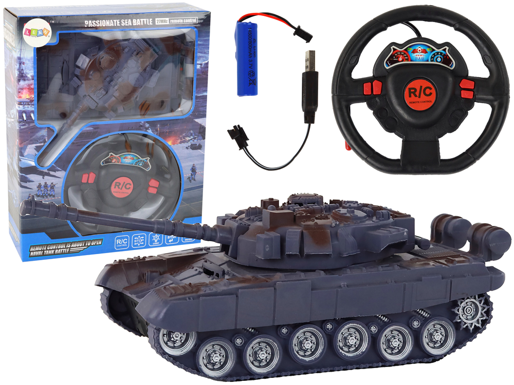 mamido  Vojenský tank 1:18 na dálkové ovládání RC s efekty 27 MHz námořnická modrá