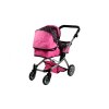 Kočárek pro panenky Alice 2v1 růžovo černý6