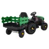 Dětský elektrický traktor Farmer s vlečkou a lopatou zelený