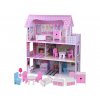 Dřevěný domeček pro panenky s LED osvětlením růžový01