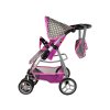 Kočárek pro panenky 2v1 růžový s hvězdičkami05