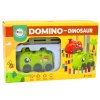 Autíčko zelený dinosaurus na baterie skládající barevné domino 4 barvy kostek