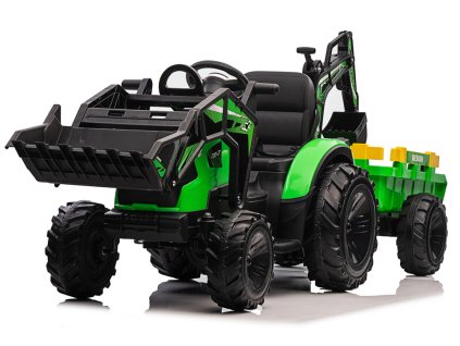 Dětský elektrický traktorbagr s přívěsem SX2068 zelený03