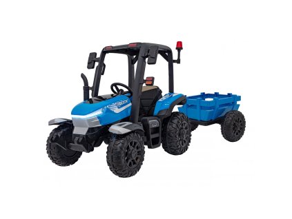 Dětský elektrický traktor BLAST s přívěsem 2x200W modrý01