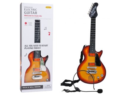 elektryczna gitara dla dzieci 3 czerwony sluchawki z mikrofonem dzwieki swiatla (2)