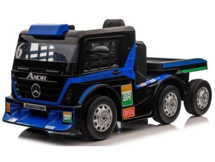 Auto na akumulator Mercedes Axor LCD MP4 s prikolicom plavi