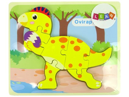 Dřevěné puzzle pro nejmenší dinosaurus žluté3