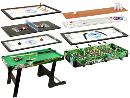 Hrací Stůl 8v1, Stolní fotbal, Stolní tenis, Kulečník, Bowling, Hokej01