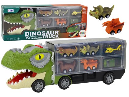 213049 dinosaur transportni kamion 6ks auticek se svetly a zvuky zeleny