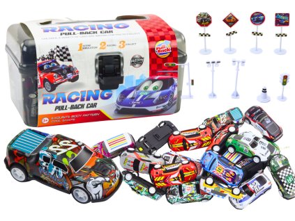 221002 sada auticek v kufriku s dopravnimi znackami 25 ks