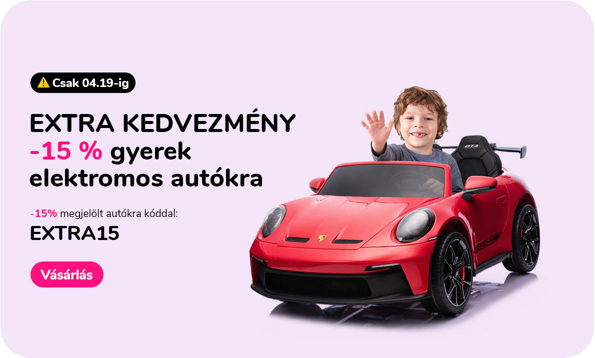 EXTRA KEDVEZMÉNY -15 % gyerek elektromos autókra