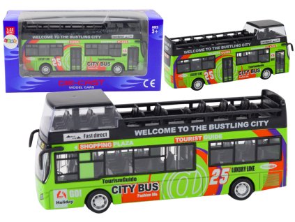 Turisztikai emeletes busz 1:32 nyíló ajtókkal zöld