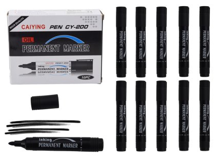 Tartós vízálló fekete marker készlet 10 db