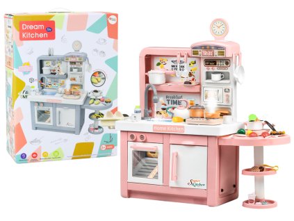 Gyerekek álomkonyhája effektekkel és gőzzel, kiegészítőkkel rózsaszín