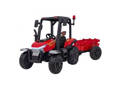 Dětský elektrický traktor BLAST s přívěsem 2x200W červený01