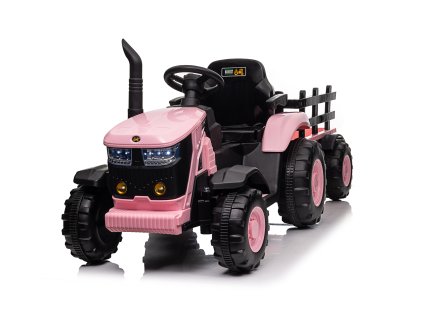 Gyerek elektromos traktor utánfutóval 12V 7Ah rózsaszín